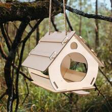 1入掛式木制鳥食器鳥屋DIY裝配室外花園裝飾鳥籠鳥屋 - 彩色 - 查看 6