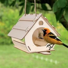 1入掛式木制鳥食器鳥屋DIY裝配室外花園裝飾鳥籠鳥屋 - 彩色 - 查看 5