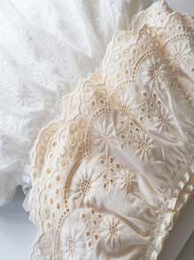 1 Yard Lace Embroidery Trim, 13.5CM Wide Hollow Embroidered Fabric Sewing DIY Decoration