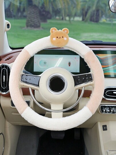 1pc Fofo Quente Antiderrapante Desenho Animado Urso & Coelho Volante Capa Para Carro