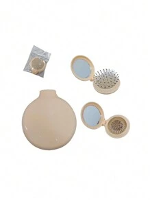 Soft Foldable Mirror Bag Brush - Beige - View 2