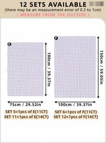 4pcs White DIY Cross Stitch Fabric, Thick Material With Even Threads, For Making Flat Finished Products. Available In 11CT And 14CT, With 6 Cutting Size Options.