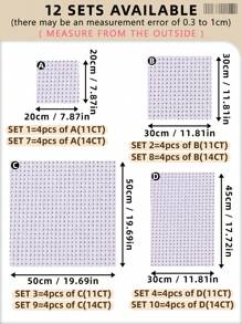 4pcs White DIY Cross Stitch Fabric, Thick Material With Even Threads, For Making Flat Finished Products. Available In 11CT And 14CT, With 6 Cutting Size Options.