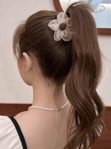 6pcs Elegant Sunflower Mesh Hair Clips, All-Match Hair Claws With High-End Feel - Black - View 2