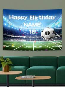 1 Stück personalisierter Namenshintergrund DIY Geburtstag Fußball Fußballfeld Sport Kulisse personalisierte Geburtstagsdekoration Banner, Weihnachten wasserdicht, schimmelbeständig, stilvolle, niedliche, hochwertige, personalisierte, einzigartige ideale Geschenke für sie, Freund, Freundin, Vater, Mutter, Familie, Freunde, Sohn, Tochter, Schüler, Kinder für Jahrestage, für Geburtstage Schule, Büro, Zuhause, personalisierte Banner & Wimpel, warme Atmosphäre