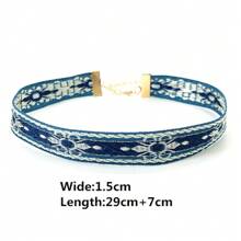 尼泊爾波西米亞風格多彩藍鑽紋短鏈藝術女項鍊，復古彩虹編織友誼珠寶