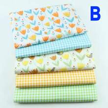 5 chiếc/lô vải in họa tiết hoa nông thôn tự làm thủ công đầu vải thiết kế lưới hình học phân mảnh vải chéo vải chần bông nhóm vải bộ đồ giường bó vải khối may vá vải sổ lưu niệm Tecidos - Nhiều màu - Xem 13