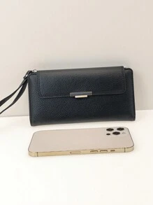 MINGYOU Stylish Soft Lychee Pattern Card Holder For Women Wallet Purse Wallet Long Wallet Wristlet Wallet - Black - View 4