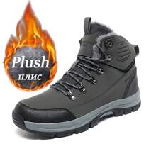 Winter Men Snow Boots With Fur Lining, Slip-Resistant & Water-Resistant, Plus Size, Outdoor Warm Hiking Trekking Shoes Suitable For Daily Wear, Snow Hiking, Mountaineering