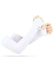 1 par de Mangas para Ciclismo de Protección Solar Anti-UV, Protector Solar contra el hielo - Blanco - Ver 8
