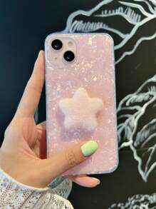 Pink Furry Starry Shell Pattern Phone Case - Multicolor - View 2