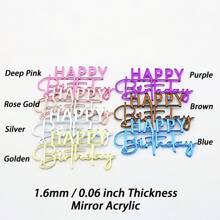 3 pièces Gâteau miroir acrylique à inscription joyeux anniversaire faite à la main pour la décoration de gâteau et de cupcake pour les fêtes, la rentrée scolaire, la Saint-Valentin