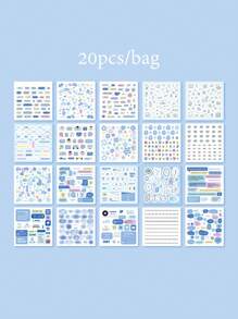 20 Stücke/Heft Aufkleber Scrapbooking Zubehör, Graffiti-Stil kleine Aufkleber, dekoratives Notizbuch Foto-Rahmen Handyhülle Hintergrundpapier Papiermüll Magazin DIY-Verpackungspapier