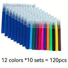 60pcs/120pcs Mini Watercolor Brush Pen, Washable (6 Colors 10 Packs Total 60 Pcs, 12 Colors 10 Packs Total 100 Pcs) For Events Signatures, Watercolor Painting, Doodling, Stationery, Gifts & Rewards Back To School,Mother's Day,Mom's Gift,Back To School,School Supplies