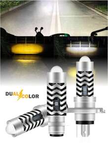 Faro de LED foco delantero bombilla de alto brillo luz antiniebla de doble color CSP H4, P15D, H6, para motocicleta - Plateado - Ver 1