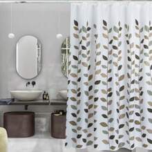 1pc Leaf Pattern Shower Curtain, High Quality Polyester Fabric Curtain, Machine Washable With Metal Grommets And Hooks, Suitable For Shower Room, Dorm, And Commercial Use - Multicolor - View 2