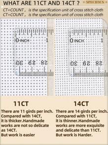 4pcs White DIY Cross Stitch Fabric, Thick Material With Even Threads, For Making Flat Finished Products. Available In 11CT And 14CT, With 6 Cutting Size Options.