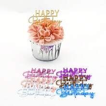 3 pièces Gâteau miroir acrylique à inscription joyeux anniversaire faite à la main pour la décoration de gâteau et de cupcake pour les fêtes, la rentrée scolaire, la Saint-Valentin