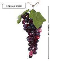 Set de 24/36/60 piezas de racimos de uvas artificiales para decoración interior, elementos de utilería con modelo de fruta, uvas falsas de plástico PVC con efecto escarcha, para decoración del hogar, accesorios colgantes para Halloween y días festivos - Multicolor - Ver 3