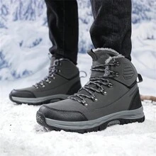 Winter Men Snow Boots With Fur Lining, Slip-Resistant & Water-Resistant, Plus Size, Outdoor Warm Hiking Trekking Shoes Suitable For Daily Wear, Snow Hiking, Mountaineering