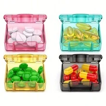 4pcs Mini Transparent Medicine Box, Portable Pill Organizer, Compact And Convenient, Suitable For Travel