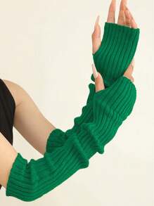 1 paire de manchettes épaisses pour femmes, gants sans doigts à design long pour l'automne et l'hiver, manches tricotées chaudes pour la protection contre le froid