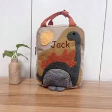 Personalized Embroidered Dinosaur Backpack, Custom Name Backpack, Embroidered Bag For Girls Dino School Backpack Plush Portable, Multifunction, Versatile, Functional, Practical, All-Purpose For Birthdays, For Graduation, For Christmas, For Winter, For Fall/Autumn, For School, For Outdoors/Outings/Travel/Hiking/Stadium/Sports/Climbing Letter Portable,Multifunction,Versatile,Large Capacity,Functional,Practical,All-Purpose Cute,Adorable,Contracted,Vacay Vibes/Vacation,Minimalist,New Year Glamour - Brown - View 5