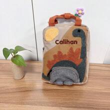 Personalized Embroidered Dinosaur Backpack, Custom Name Backpack, Embroidered Bag For Girls Dino School Backpack Plush Portable, Multifunction, Versatile, Functional, Practical, All-Purpose For Birthdays, For Graduation, For Christmas, For Winter, For Fall/Autumn, For School, For Outdoors/Outings/Travel/Hiking/Stadium/Sports/Climbing Letter Portable,Multifunction,Versatile,Large Capacity,Functional,Practical,All-Purpose Cute,Adorable,Contracted,Vacay Vibes/Vacation,Minimalist,New Year Glamour - Brown - View 9