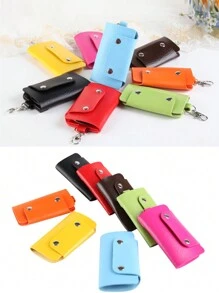 1 PC PU Snap Button Folding Key Bag Bank Enterprise Shopping Mall Key Bag Holiday Gift For Women Mini Wallet