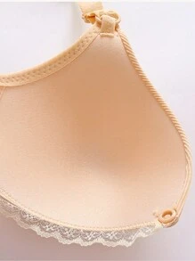 孕妇纯色前扣式哺乳胸罩，配有可调节肩带 - 杏色 - 查看 4