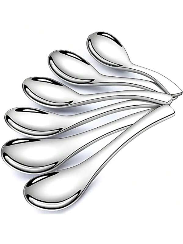 1 pieza Cuchara de acero inoxidable 304 engrosada para Earl Gray, cuchara para sopa, cuchara de café de acero inoxidable, cuchara sencilla para leche, cuchara moderna para revolver, cuchara reutilizable, cuchara de postre lavable, vajilla de cantina de hotel, vajilla de restaurante, suministros escolares