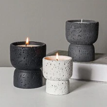 1pc Minimalist Natural Texture Cement Aromatherapy Candle Holder DIY Home Decorative Crafts Candlestick Best Gifts Birthday Graduation