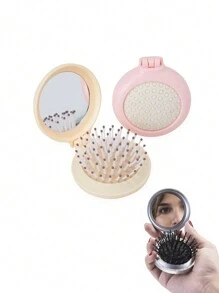 Soft Foldable Mirror Bag Brush - Beige - View 3