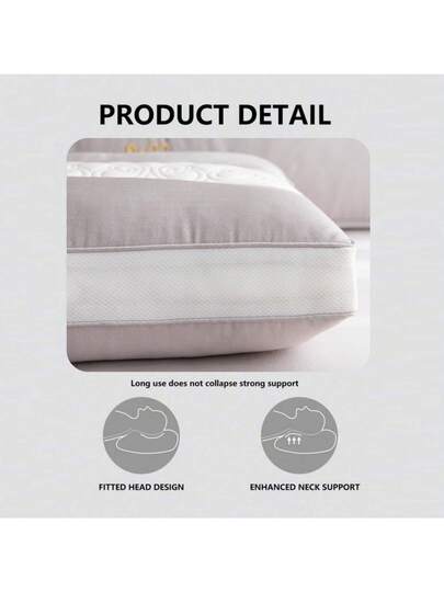 1pc Elegante European Geborduurde Patchwork Compartment Pillow, Medium Height Sleeping Moisture Wicking Breathable Home Bedding Living Room Bedroom view 7