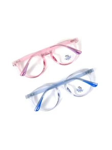 [1pc]Kids Glasses Daily Casual Boys Vintage Oval Personalized School Style Girls Cute Decorative Non-Prescription Reading Computer Phone TR Material Glasses 5-12 Years Old - TR90 Meter Nail Oval Anti Blue Light Glasses - View 10