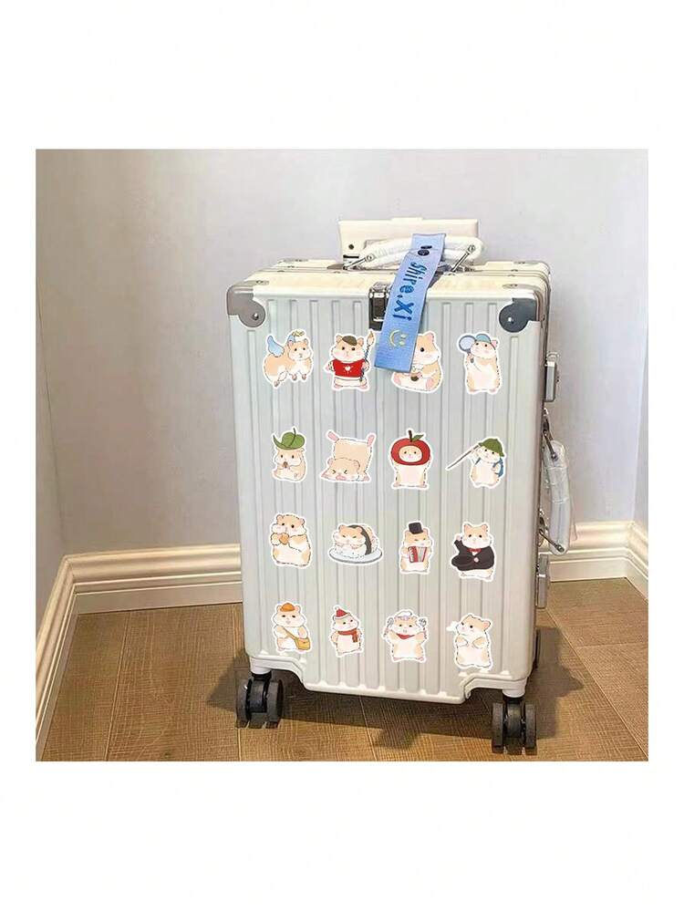 60 piezas de pegatinas lindas de hámster para recompensa, revista de chatarra, portátil, taza de agua, refrigerador, libro, equipaje, mesa, casco, patineta, guitarra, álbum de recortes, cajas de bricolaje, etiqueta de embalaje, pegatina de fiesta - Multicolor - Añade 8