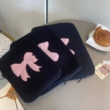 1 Stück High Beauty Girl Heart Ins Schwarz Bestickte Rosa Schleife Tablet Innentasche 11/13/15 Zoll Laptop Aufbewahrung