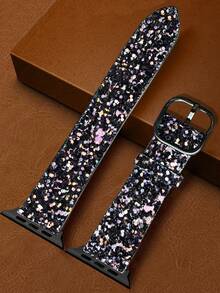 1 件奢华闪光皮革表带兼容 Apple Watch 49 毫米 42 毫米 44 毫米 45 毫米 38 毫米 40 毫米 41 毫米 BlingBling 智能手表表带兼容 Apple Watch Ultra 9 8 7 6 5 4 3 2 SE - 黑色 - 查看 2