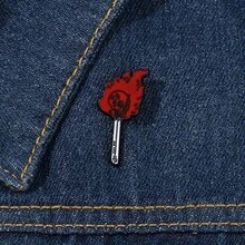 2 piezas Broche de alfileres con diseño de calavera ardiente, insignia de estilo gótico steampunk personalizada para decoración de bolsas y ropa, Halloween - Multicolor - Ver 6