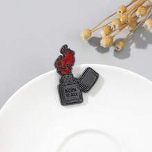 2 piezas Broche de alfileres con diseño de calavera ardiente, insignia de estilo gótico steampunk personalizada para decoración de bolsas y ropa, Halloween - Multicolor - Ver 4