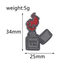 2 piezas Broche de alfileres con diseño de calavera ardiente, insignia de estilo gótico steampunk personalizada para decoración de bolsas y ropa, Halloween - Multicolor - Ver 7