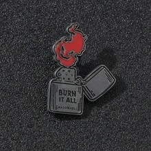 2 piezas Broche de alfileres con diseño de calavera ardiente, insignia de estilo gótico steampunk personalizada para decoración de bolsas y ropa, Halloween - Multicolor - Ver 3