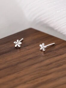 1 Đôi Dễ Thương Đơn Giản Nữ Bạc 999 Bông Tai Hoa Cho Nữ Tiệc Sinh Nhật Tặng Hàng Ngày - Hoa tai - Xem 5