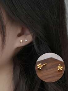 1 Đôi Dễ Thương Đơn Giản Nữ Bạc 999 Bông Tai Hoa Cho Nữ Tiệc Sinh Nhật Tặng Hàng Ngày - Hoa tai - Xem 1