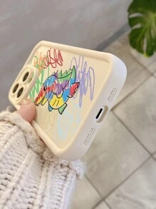 1pc Dinosaur Graffiti Pattern Phone Case With Precise Camera Cutout, Shock Absorbent, Compatible With IPhone 11 Pro Max/12 Pro Max/13 Pro Max/14 Pro Max/15 Pro Max/IPhone 16 Plus/IPhone 16 Pro Max, Samsung, Redmi, OPPO/Realme, VIVO, Infinix, Honor, MOTO, Itel, One Plus
