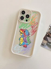 1pc Dinosaur Graffiti Pattern Phone Case With Precise Camera Cutout, Shock Absorbent, Compatible With IPhone 11 Pro Max/12 Pro Max/13 Pro Max/14 Pro Max/15 Pro Max/IPhone 16 Plus/IPhone 16 Pro Max, Samsung, Redmi, OPPO/Realme, VIVO, Infinix, Honor, MOTO, Itel, One Plus