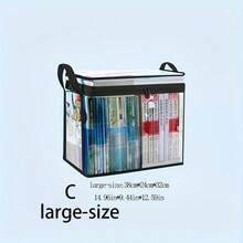 1入組大容量透明方形收納拉鍊袋 - 防水、輕量級、多功能、耐用PVC物料收納手提袋，適用於整理書籍、家居用品和辦公用品 - 易於清潔和可重複使用 - 黑色 - 查看 14