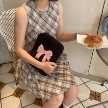 1 Stück High Beauty Girl Heart Ins Schwarz Bestickte Rosa Schleife Tablet Innentasche 11/13/15 Zoll Laptop Aufbewahrung