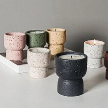 1pc Minimalist Natural Texture Cement Aromatherapy Candle Holder DIY Home Decorative Crafts Candlestick Best Gifts Birthday Graduation