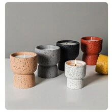 1pc Minimalist Natural Texture Cement Aromatherapy Candle Holder DIY Home Decorative Crafts Candlestick Best Gifts Birthday Graduation